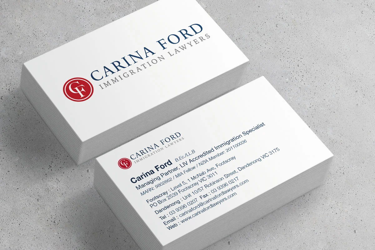 Carina Ford Immigration Lawyers Business card art